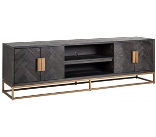 Blackbone tvbord i egetræ og stål B185 cm - Sort/Sølv