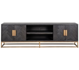 Blackbone tvbord i egetræ og stål B185 cm - Sort/Sølv 2