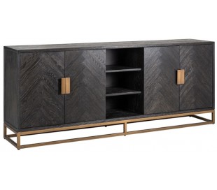 Blackbone sideboard i egetræsfinér og stål B225 cm - Sort/Guld