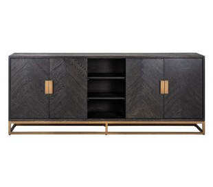 Blackbone sideboard i egetræsfinér og stål B225 cm - Sort/Guld 2