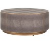 Classio sofabord i vegansk læder og stål Ø100 cm - Antik guld/Gråbrun