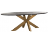 Blackbone ovalt spisebord i egetræ og stål 230 x 100 cm - Antik messing/Børstet sort