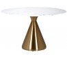 Tenille rundt spisebord i faux marmor og stål Ø130 cm - Børstet guld/Hvid marmor