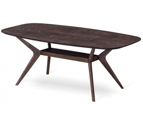 Cane sofabord i egetræsfinér og metal 135 x 65 cm - Sort/Sort
