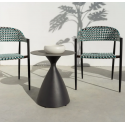 Nadia Lounge havebord i aluminium og glas H50 x Ø45 cm - Hvid/Grå sten