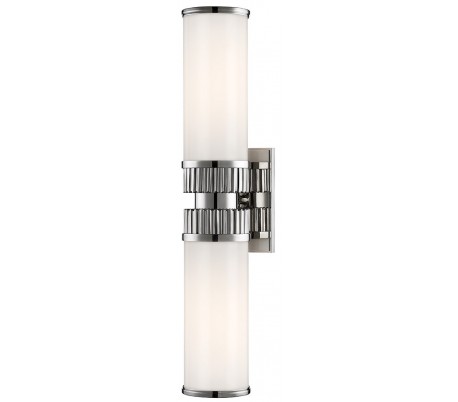 Harper Badeværelseslampe i messing og opalglas H53,5 cm 2 x E27 - Poleret nikkel/Opalglas