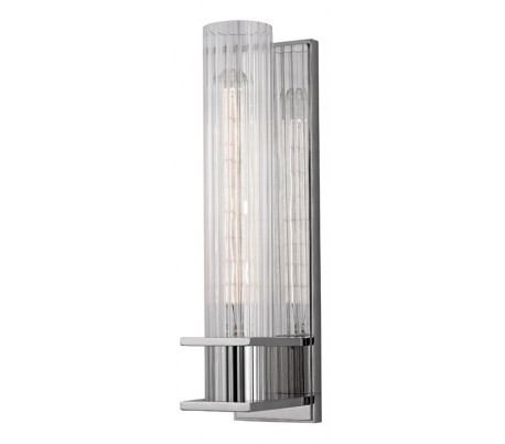 Se Sperry Væglampe i stål og glas H32,5 cm 1 x E27 - Poleret nikkel/Klar hos Lepong.dk