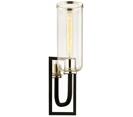 Billede af Aeon Væglampe i stål og glas H50,2 cm 1 x E27 - Sort/Poleret nikkel