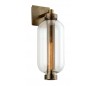 Atwater væglampe i stål og glas H46 cm 1 x E27 - Antik messing/Klar