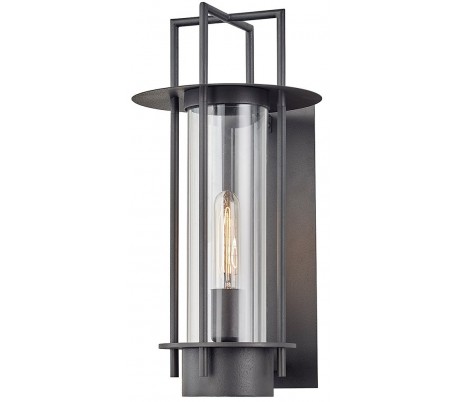 Se Carroll Park væglampe i stål og glas H43,8 cm 1 x E27 - Aldret bronze/Klar hos Lepong.dk
