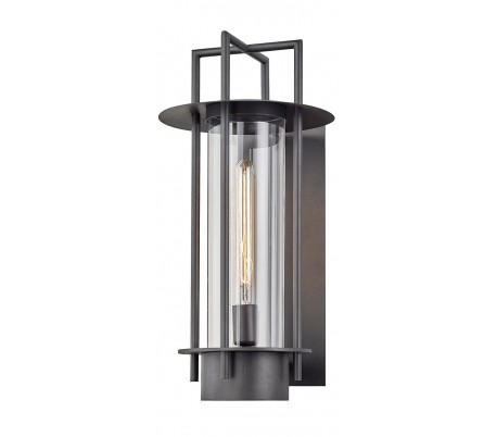 Se Carroll Park væglampe i stål og glas H53,3 cm 1 x E27 - Aldret bronze/Klar hos Lepong.dk