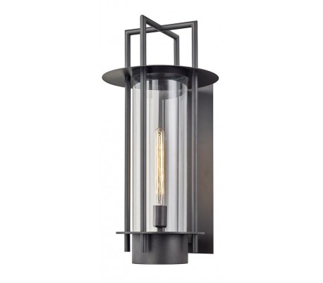 Carroll Park væglampe i stål og glas H53,3 cm 1 x E27 - Aldret bronze/Klar