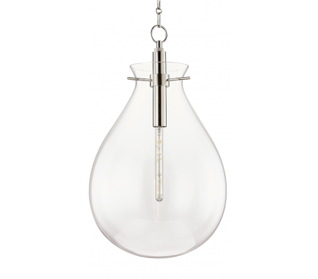Ivy Loftlampe i stål og glas Ø46 cm 1 x E27 - Antik messing/Klar