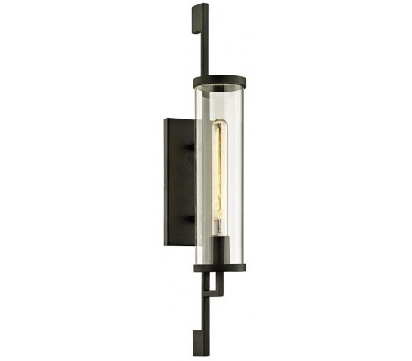 Billede af Park Slope væglampe i jern og glas H66 cm 1 x E27 - Sort/Klar