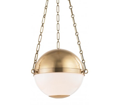 Se Sphere 2 Loftlampe i stål og glas Ø32,4 cm 2 x E27 - Antik messing/Opalhvid hos Lepong.dk