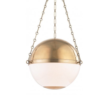 Se Sphere 2 Loftlampe i stål og glas Ø52 cm 3 x E27 - Antik messing/Opalhvid hos Lepong.dk