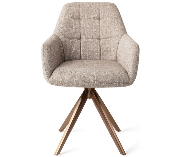 2 x Noto Rotérbare Spisebordsstole H86 cm polyester - Rødguld/Sandgrå