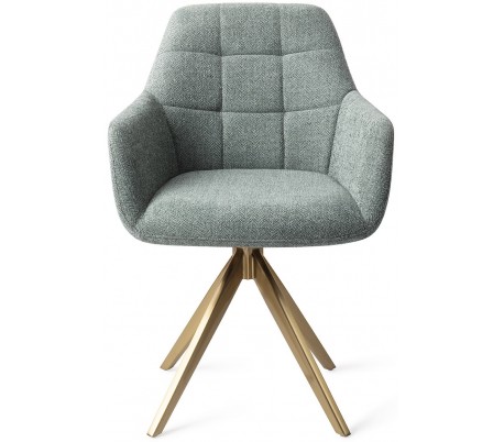 Se 2 x Noto Rotérbare Spisebordsstole H86 cm polyester - Guld/Teal hos Lepong.dk