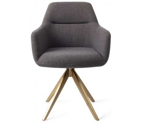 Se 2 x Kinko Rotérbare Spisebordsstole H84 cm polyester - Guld/Mørkegrå hos Lepong.dk