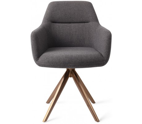 Se 2 x Kinko Rotérbare Spisebordsstole H84 cm polyester - Rødguld/Mørkegrå hos Lepong.dk
