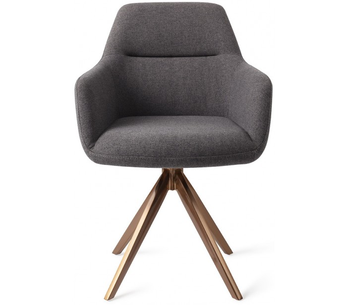 2 x Kinko Rotérbare Spisebordsstole H84 cm polyester - Rødguld/Mørkegrå