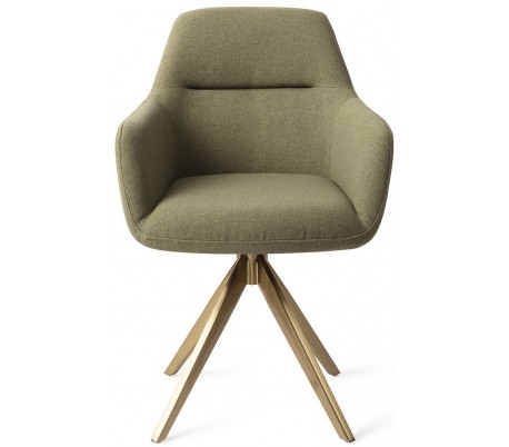 Billede af 2 x Kinko Rotérbare Spisebordsstole H84 cm polyester - Guld/Jægergrøn