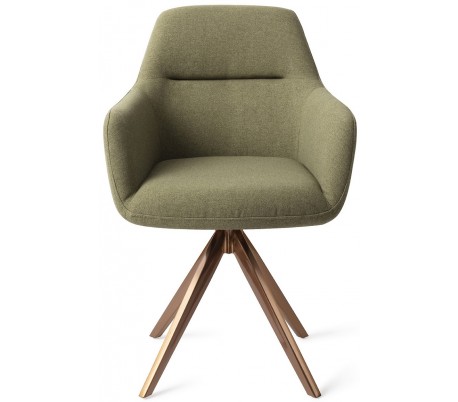 2 x Kinko Rotérbare Spisebordsstole H84 cm polyester - Guld/Jægergrøn