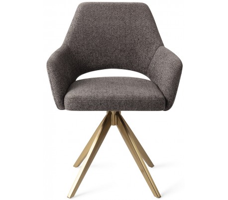 Billede af 2 x Yanai Rotérbare Spisebordsstole H86 cm polyester - Guld/Mørkegrå