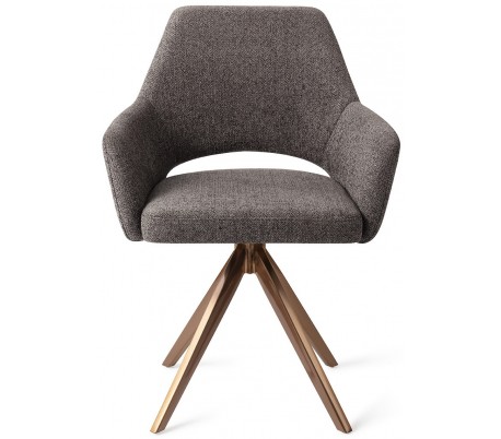 Billede af 2 x Yanai Rotérbare Spisebordsstole H86 cm polyester - Rødguld/Mørkegrå