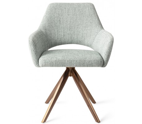 Se 2 x Yanai Rotérbare Spisebordsstole H86 cm polyester - Rødguld/Sage grøn hos Lepong.dk