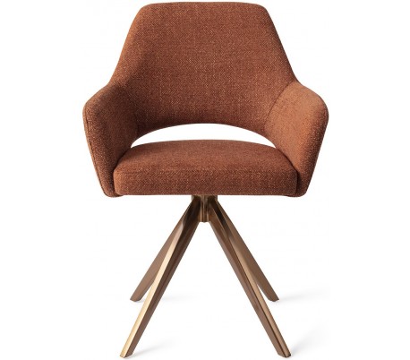 Billede af 2 x Yanai Rotérbare Spisebordsstole H86 cm polyester - Rødguld/Terracotta