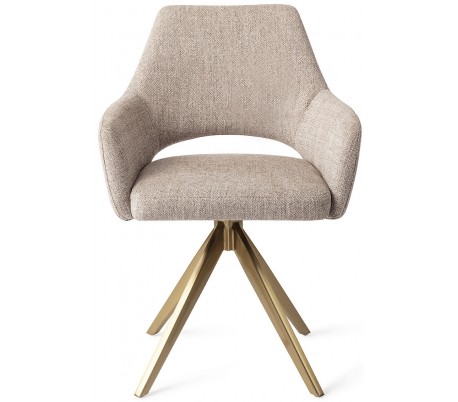 Billede af 2 x Yanai Rotérbare Spisebordsstole H86 cm polyester - Guld/Sandgrå