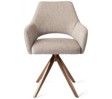 Se 2 x Yanai Rotérbare Spisebordsstole H86 cm polyester - Rødguld/Sandgrå hos Lepong.dk