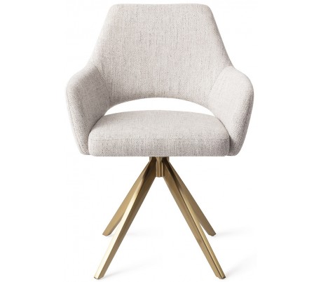 Se 2 x Yanai Rotérbare Spisebordsstole H86 cm polyester - Guld/Duegrå hos Lepong.dk