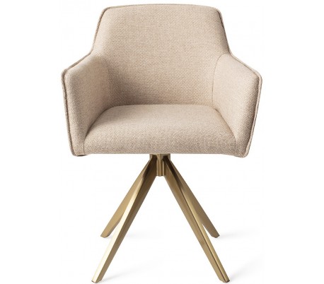 Billede af 2 x Hofu Rotérbare Spisebordsstole H82 cm polyester - Guld/Lys valnød