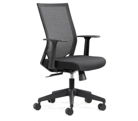 Wye kontorstol i læder og lav ryg - Krom/Sort