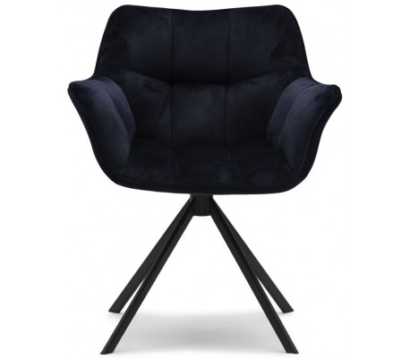 Billede af Carnaby Spisebordsstol i velour og metal H80 cm - Sort/Indigo blå