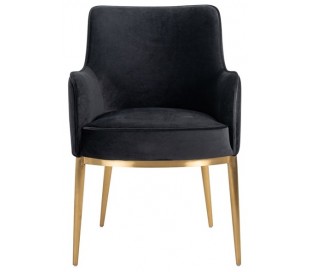 Harper spisebordsstol i velour H87 cm - Børstet guld/Sort kroko 2