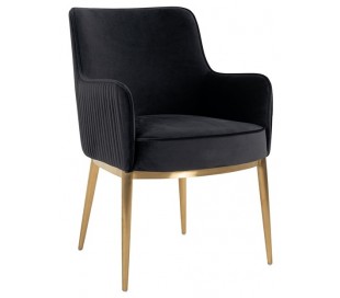 Harper spisebordsstol i velour H87 cm - Børstet guld/Sort kroko