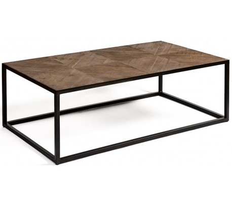 Sofabord i genanvendt fyrretræ og metal 140 x 70 cm - Antik grå/Rustik brun