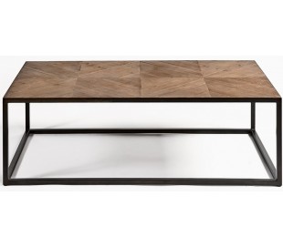 Sofabord i genanvendt fyrretræ og metal 140 x 70 cm - Antik grå/Rustik brun 2