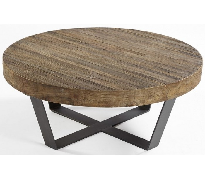 Sofabord i genanvendt fyrretræ metal cm - Antik sort/Rustik brun