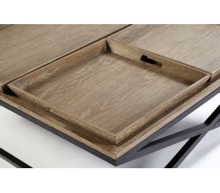 Sofabord i genanvendt fyrretræ og metal 140 x 80 cm - Antik sort/Rustik brun 2