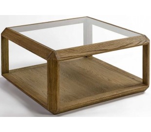 Sofabord i egetræ og metal 130 x 70 cm - Antik kobber/Mørkebrun