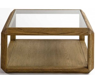 Sofabord i egetræ og metal 130 x 70 cm - Antik kobber/Mørkebrun 2