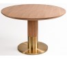 Rundt spisebord i ask træ og metal Ø120 cm - Natur/Guld