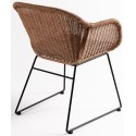 Havestol i syntetisk rattan og polyester H79 cm - Natur/Sort