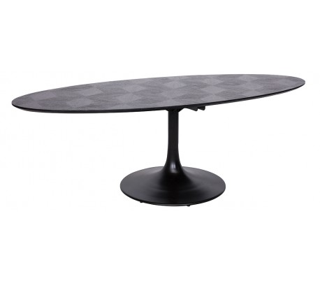 Se Blax ovalt spisebord i egetræ og jern 250 x 120 cm - Sort hos Lepong.dk