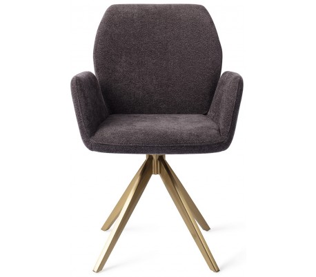 Se 2 x Misaki Rotérbare Spisebordsstole H87 cm polyester - Guld/Antracit hos Lepong.dk