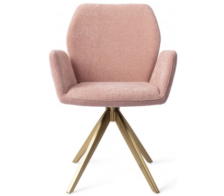 Se 2 x Misaki Rotérbare Spisebordsstole H87 cm polyester - Guld/Rosa hos Lepong.dk
